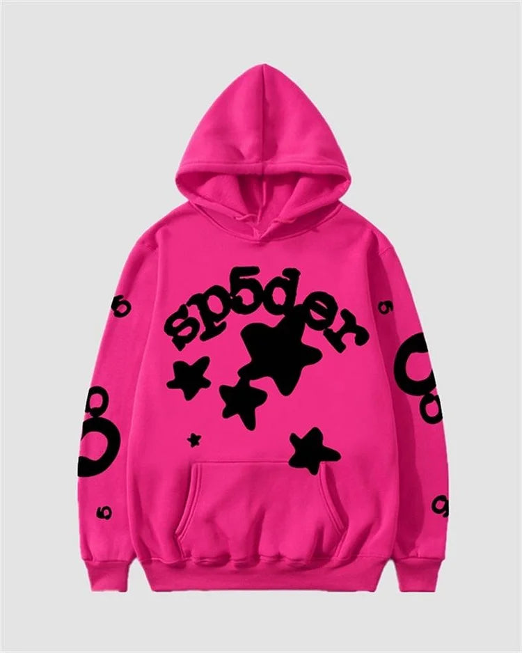 dark pink sp5der hoodie