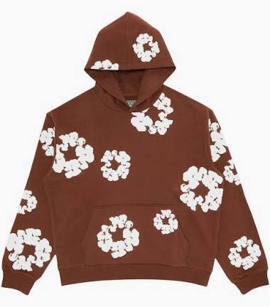 brown denim tear hoodie